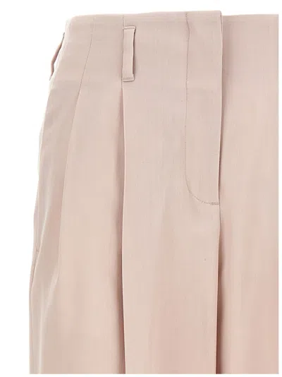 Golden Goose Wide-leg Wool Pants With Pleats In Pink