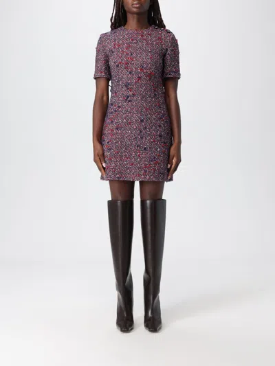 Gucci Textured Wool Dress Featuring Signature Buttons In Pink