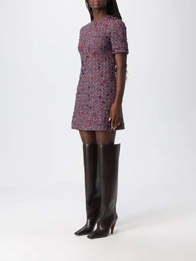 Gucci Textured Wool Dress Featuring Signature Buttons In Pink