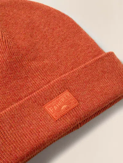 Faherty Essential Beanie In Orange