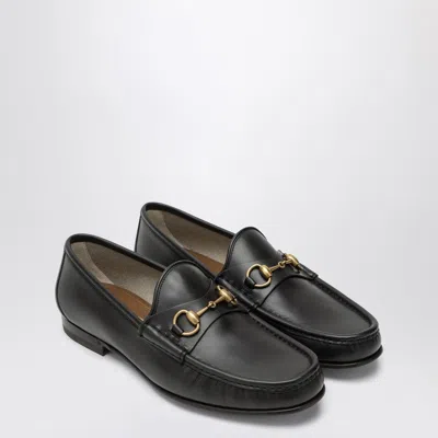 Gucci Leather Loafers With Metal Hardware And Round Toe In Black