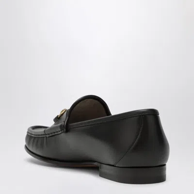 Gucci Leather Loafers With Metal Hardware And Round Toe In Black