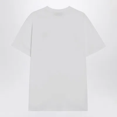 Gucci Women White Crewneck T-shirt Wth Web Print With Logo Lettering On The Front In Cotton Woman