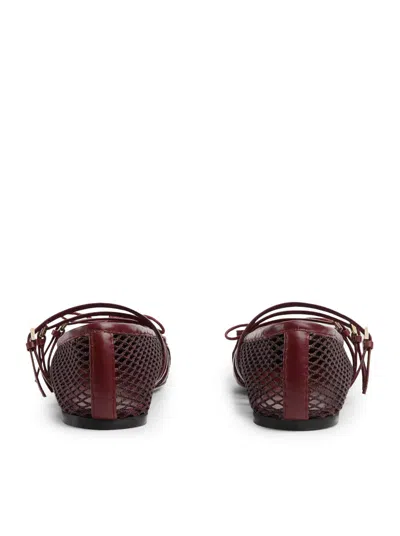 Gucci Net Nappa Triple-strap Horsebit Ballerina Flats In Burgundy