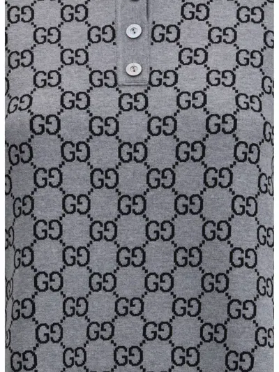 Gucci Gg Wool Dress With Ribbed Profiles In Gray