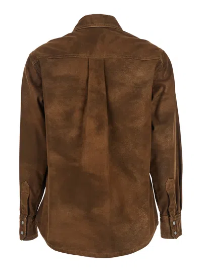 Isabel Marant Étoile Isabel Marant Etoile Women 'karima' Brown Shirt With Classic Collar And Two Front Patch Pockets In F In Brown