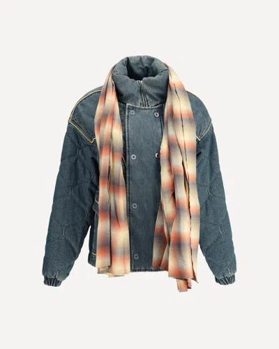 Marbell Kate Denim Jacket With Scarf Dirty Wash In Blue