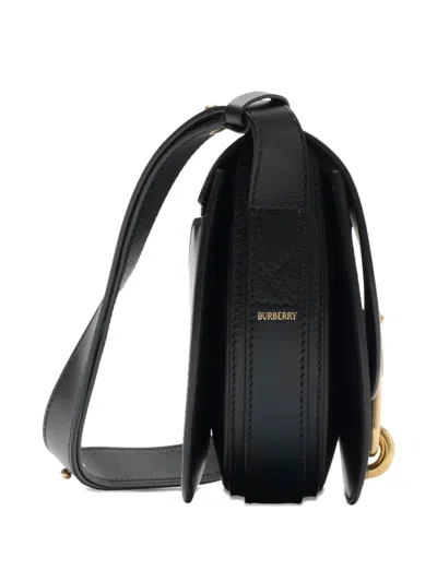 Burberry Small Bridle Logo Leather Crossbody Bag In Black