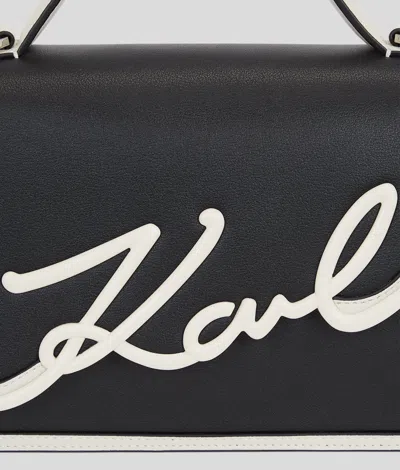 Karl Lagerfeld Signature Leather Top-handle Bag In Schwarz