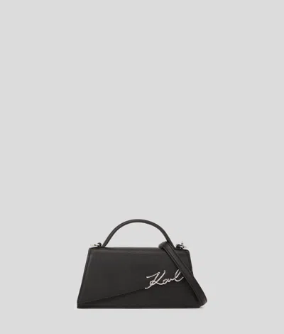Karl Lagerfeld Signature Slim Leather Tote Bag In Black