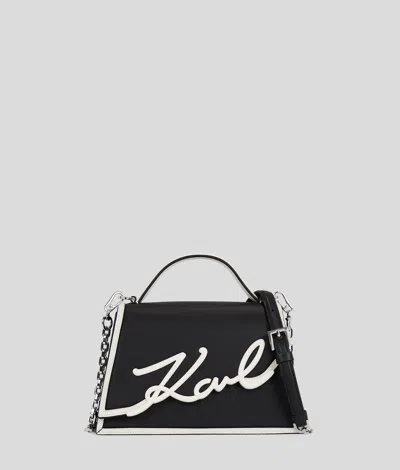 Karl Lagerfeld Signature Leather Top-handle Bag In Schwarz