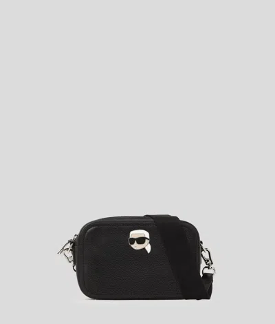 Karl Lagerfeld Ikon Pin Leather Camera Bag In Black
