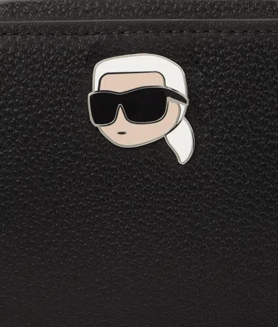 Karl Lagerfeld Ikon Pin Leather Camera Bag In Black