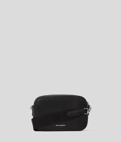 Karl Lagerfeld Ikon Pin Leather Camera Bag In Black