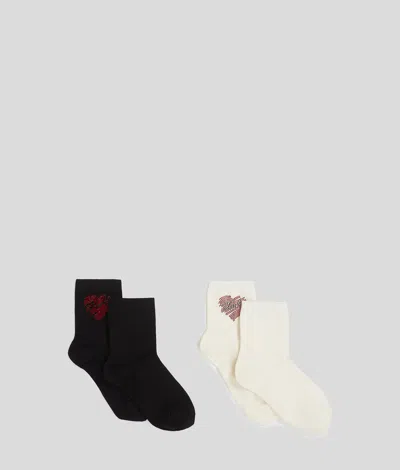 Karl Lagerfeld K/heart Strassbesetzte Socken – 2er-set In Multi