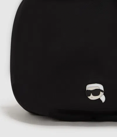 Karl Lagerfeld Ikon Nylon Small Bucket Bag In Black