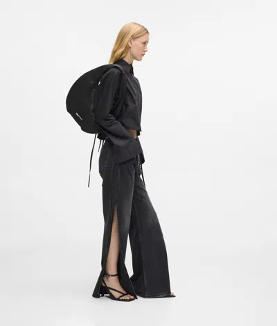 Kl Jeans Glossy Nylon Shoulder Bag In Black