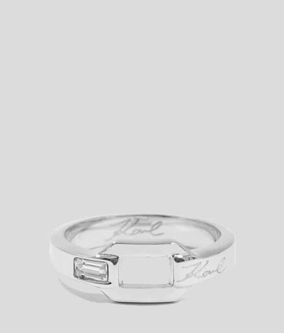 Karl Lagerfeld Signature Chain-link Ring In Silver