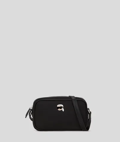 Karl Lagerfeld Ikon Pin Leather Camera Bag In Black