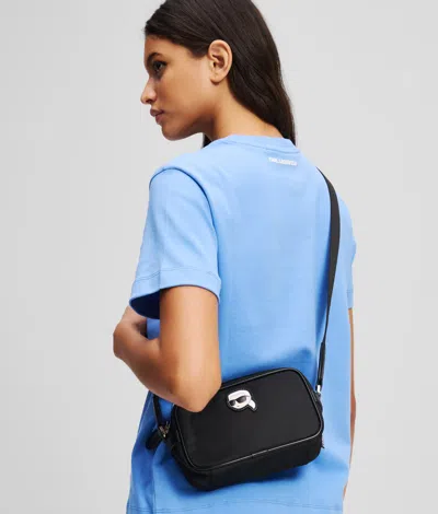 Karl Lagerfeld Ikon Pin Leather Camera Bag In Black