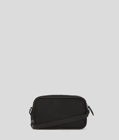 Karl Lagerfeld Ikon Pin Leather Camera Bag In Black