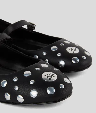 Karl Lagerfeld Karo Mirror Studs Ballet Flats In Multi