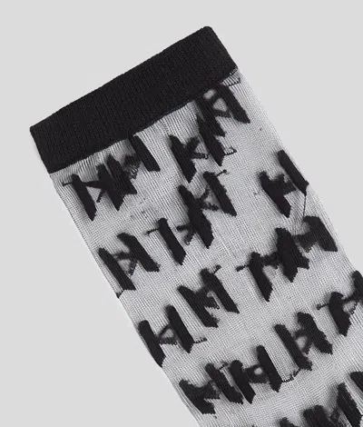 Karl Lagerfeld Monogram Netzstoff-socken – 2-pack In Black