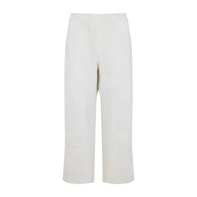 Carhartt Relaxed Fit Casual Pants With Elastic Waistband And Large Pockets In White