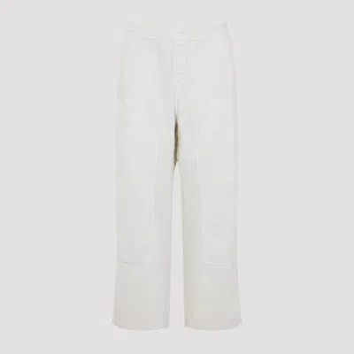 Carhartt Relaxed Fit Casual Pants With Elastic Waistband And Large Pockets In White