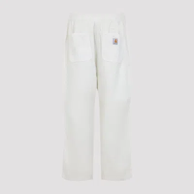Carhartt Relaxed Fit Casual Pants With Elastic Waistband And Large Pockets In White