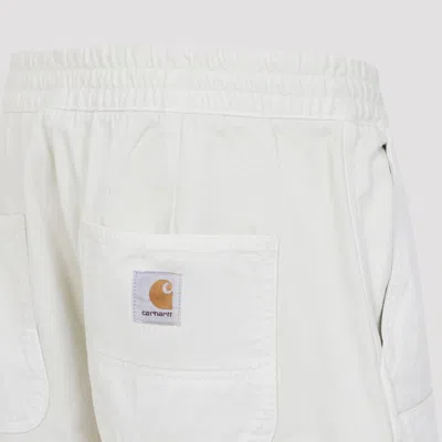 Carhartt Relaxed Fit Casual Pants With Elastic Waistband And Large Pockets In White