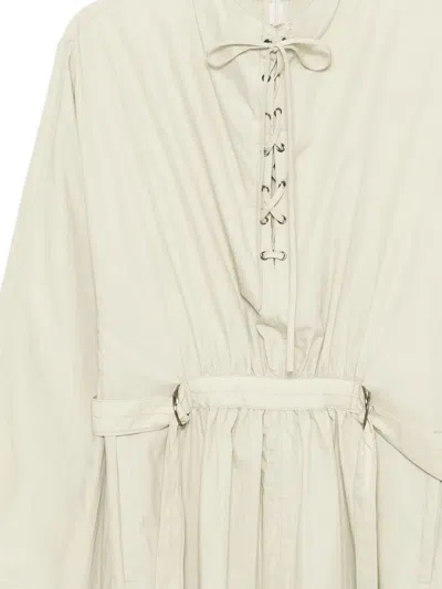 Low Classic Drawstring Belted Dress In Neutral