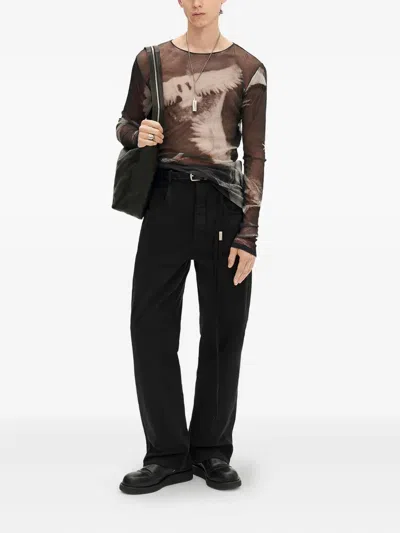 Ann Demeulemeester Greg Doves-print Long-sleeve T-shirt In Black