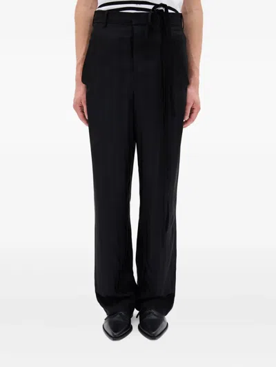 Ann Demeulemeester Cyrus Cady Satin Wide Leg Trousers In Black