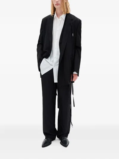 Ann Demeulemeester Cyrus Cady Satin Wide Leg Trousers In Black