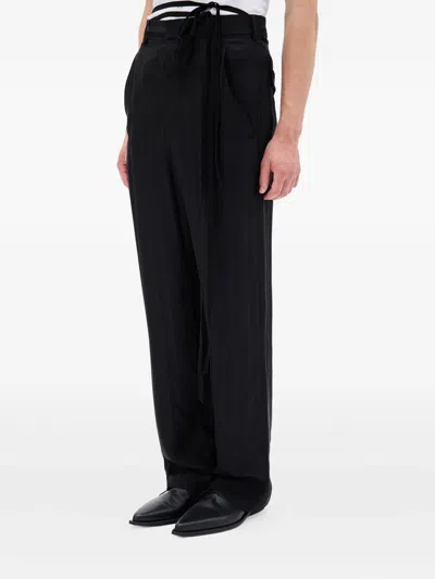 Ann Demeulemeester Cyrus Cady Satin Wide Leg Trousers In Black