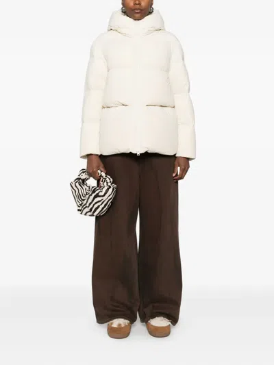 Woolrich Tailored Beige Puffer Jacket With High Collar In Neutral