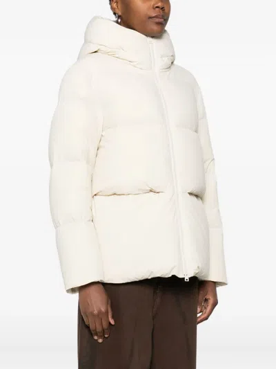 Woolrich Tailored Beige Puffer Jacket With High Collar In Neutral