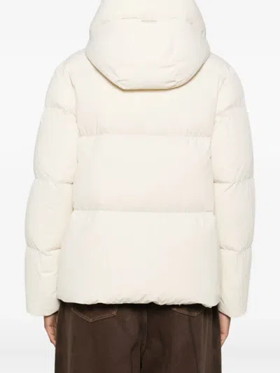 Woolrich Tailored Beige Puffer Jacket With High Collar In Neutral
