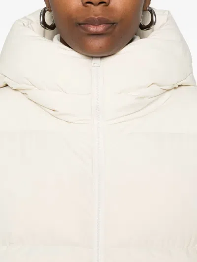 Woolrich Tailored Beige Puffer Jacket With High Collar In Neutral