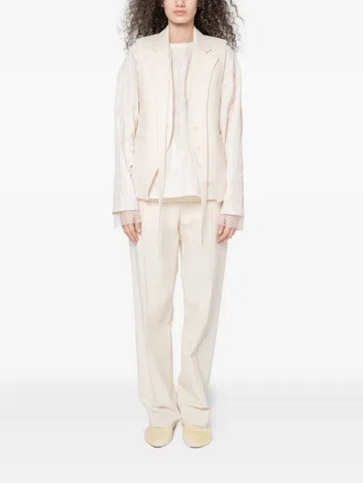 Muller Of Yoshiokubo Bumpy Button-fastening Cotton Trousers In Neutral