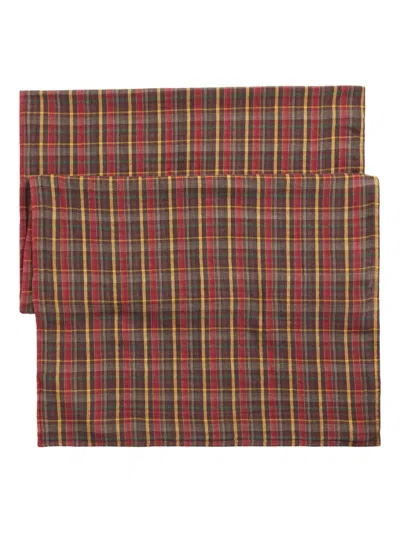 Rrl Check-pattern Scarf In Brown
