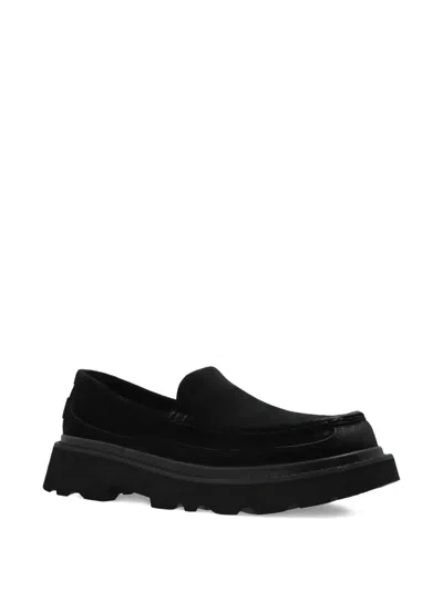 Ugg Ascot Suede Platform Loafers In Black