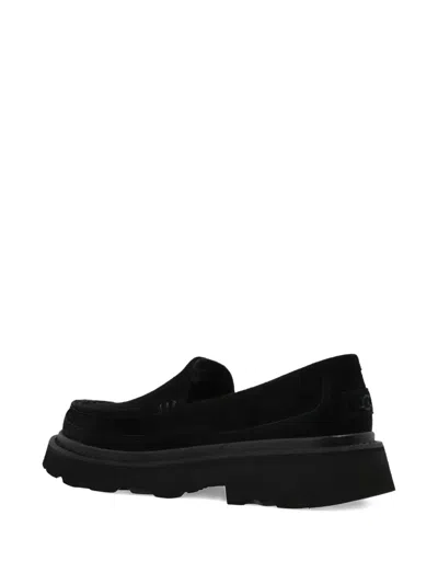 Ugg Ascot Suede Platform Loafers In Black