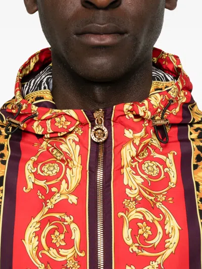 Versace Wild Cats Windbreaker Jacket In Red