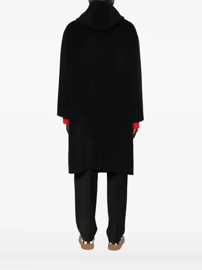Amaranto Black Cashmere-wool Blend Coat With Notch Collar In Black