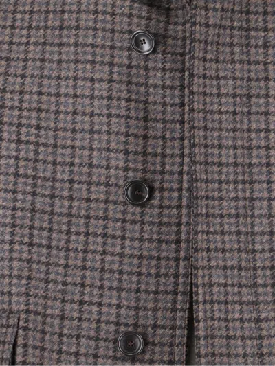 Tagliatore Houndstooth Pattern Jacket With Structured Collar And Flap Pockets In Gray