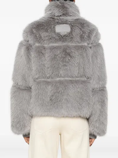 Patrizia Pepe Short Gray Fluffy Coat In Gray