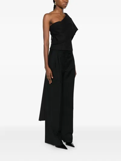 Rohe One Shoulder Cape Top In Black