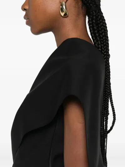 Rohe One Shoulder Cape Top In Black